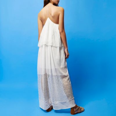 RI Studio white layered maxi dress